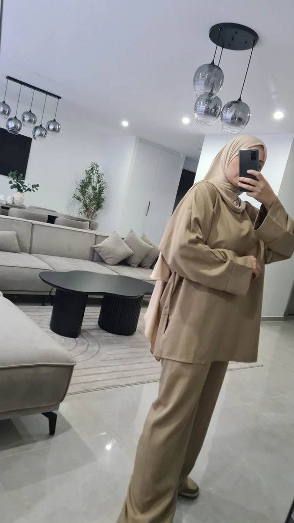 Ensemble casual lin Camel