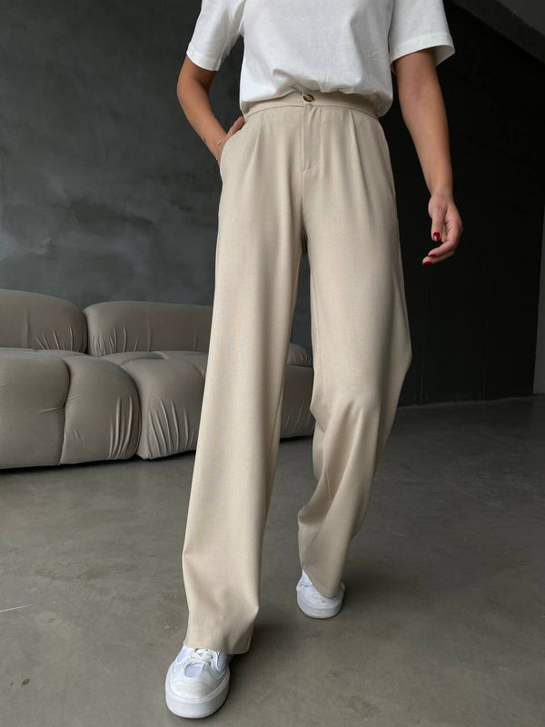 Pantalon large-BEIGE