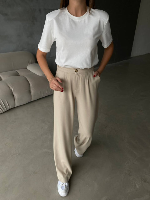 Pantalon large-BEIGE