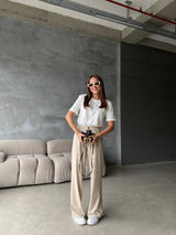 Pantalon large-BEIGE