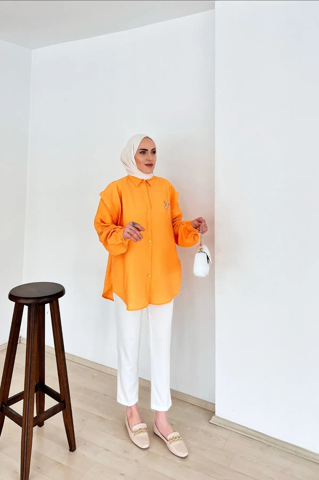 Blouse avec épaulettes - ORANGE