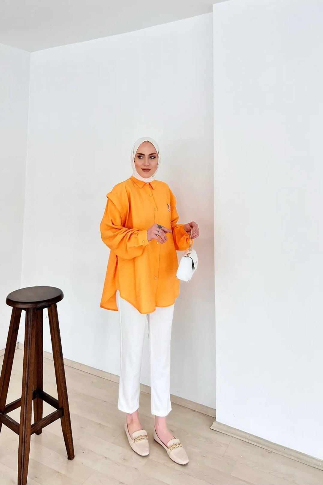 Blouse avec épaulettes - ORANGE