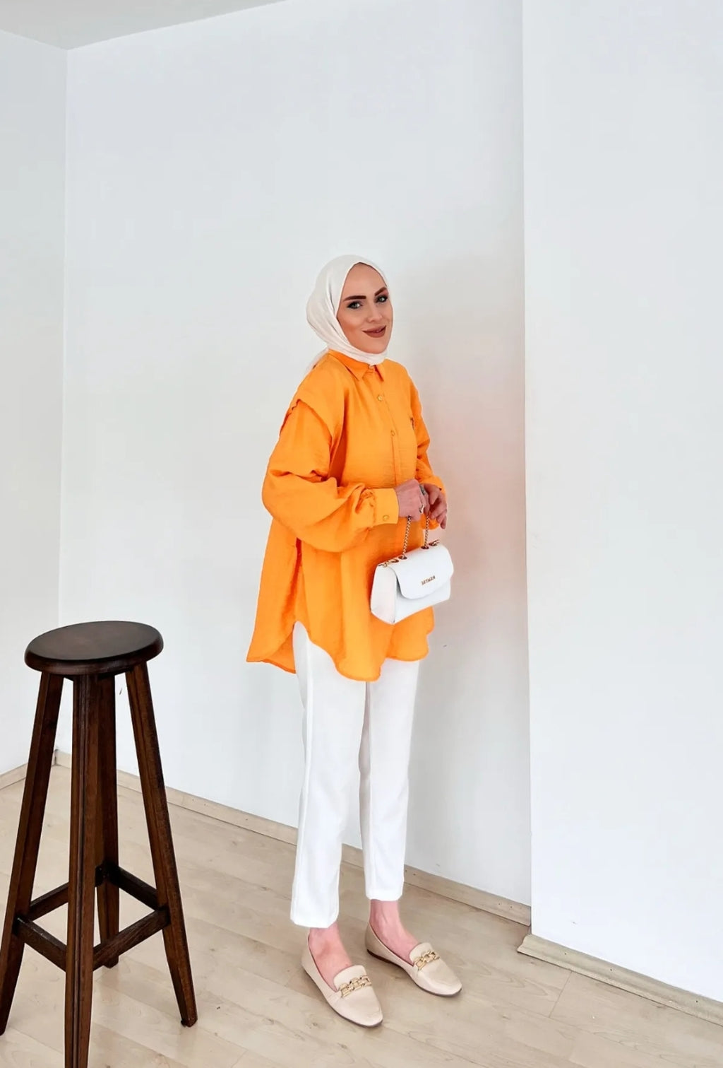 Blouse avec épaulettes - ORANGE